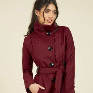 Steve Madden Coat Cranberry Tie Peplum